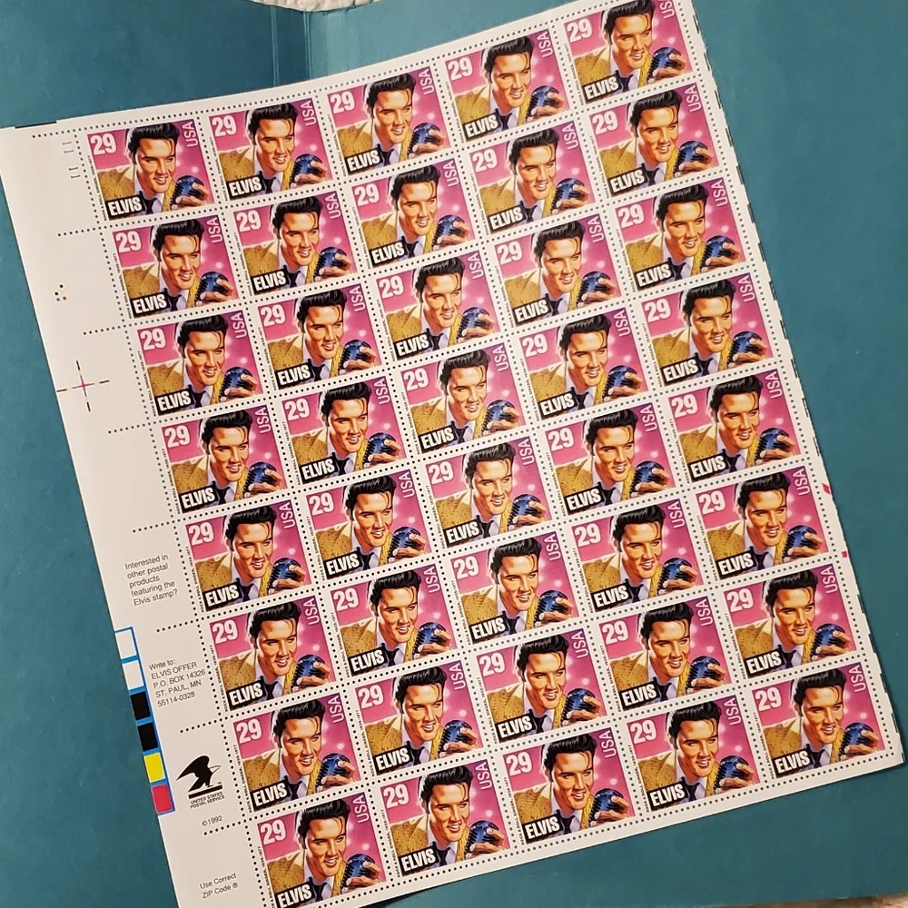 USPS 1992 Commemorative Elvis Presley Stamp Sheet